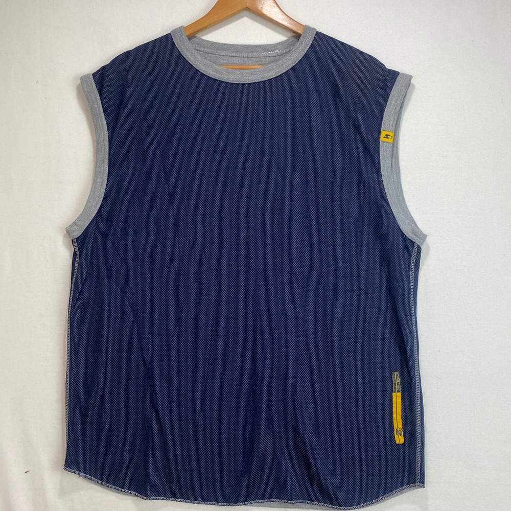 Starter Mens Sleeveless Athletic Mesh Shirt Navy Blue Grey Crew Neck Muscle Tee
